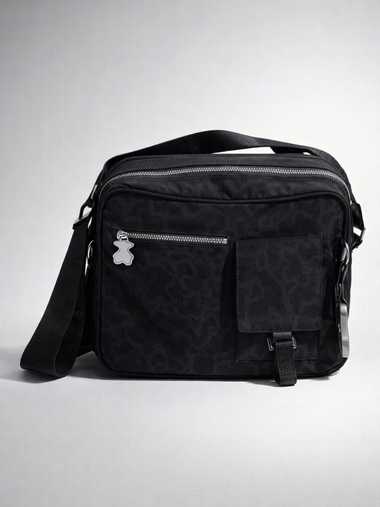 Tous Handbags - Tous Black Crossbody Bag with Silver Charm and Zipper
